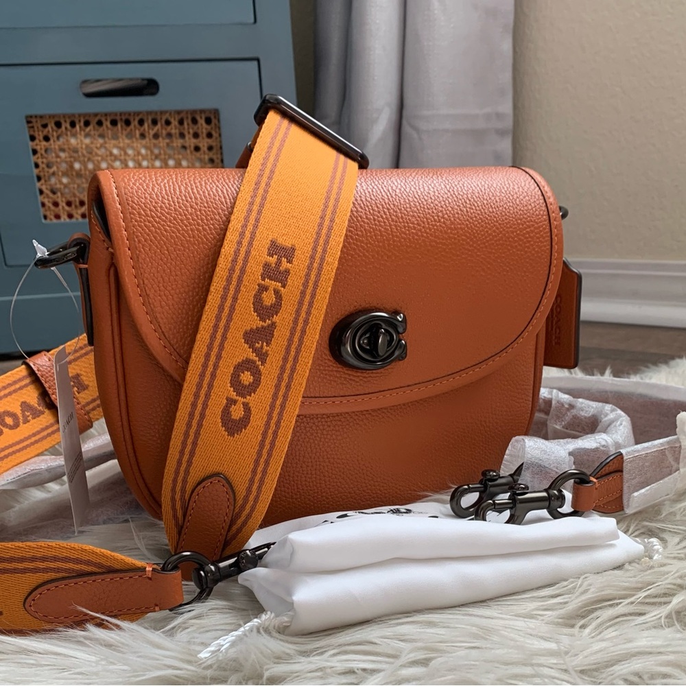Coach Willow Saddle Bag With Leather And Web Straps - Picture 7 of 17